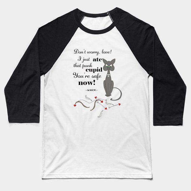 Valentine's Day Meme, Funny Cat Meme, Funny Cupid Design, Captain KMew Story, Cat Meme Baseball T-Shirt by Canvas Studio Lab